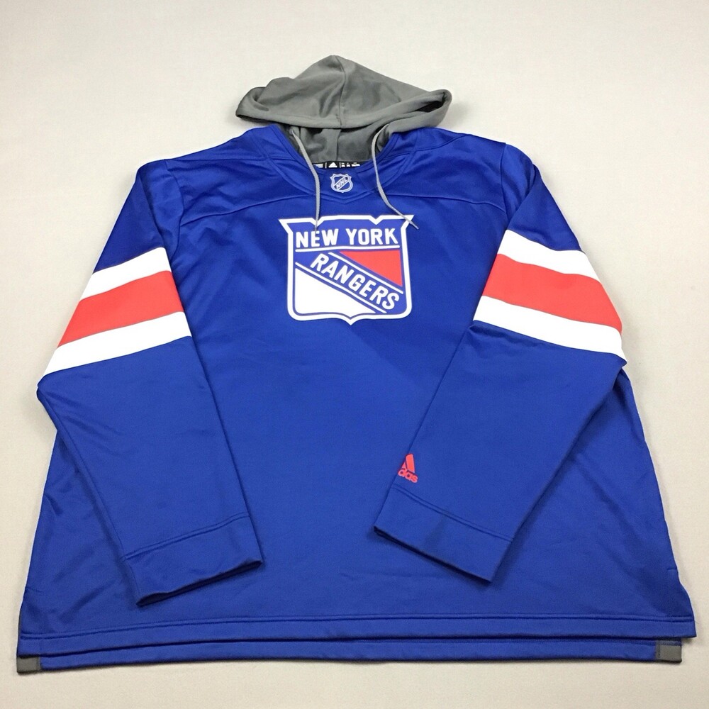New York Rangers Hoodie Men 3XL Blue Adidas NHL Hockey Pullover Pockets XXXL